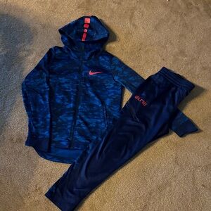 Nike Blue and Red Camo Tracksuit